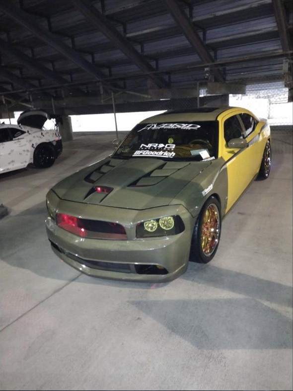 The Kevlar Super Bee parked in a garage